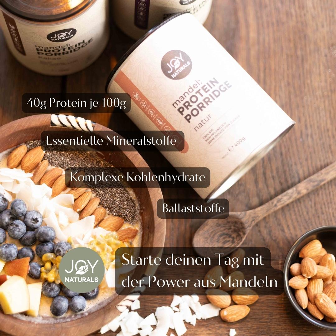 Essentielle Mineralstoffe im Mandel Protein Porridge von Joy Naturals