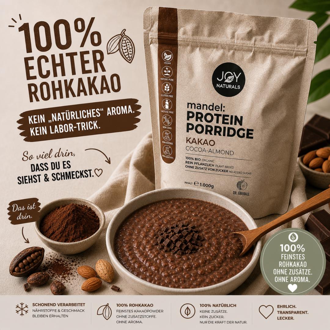 Bio Mandel Protein Porridge Kakao – Veganes Frühstück mit hohem Eiweißgehalt – Megapack 1.000g
