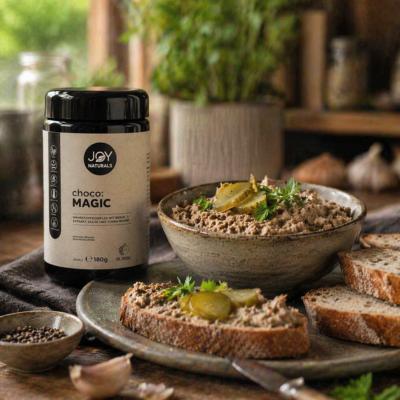 Vegane Leberwurst mit ayurvedischen Nährstoffkomplex choco:MAGIC