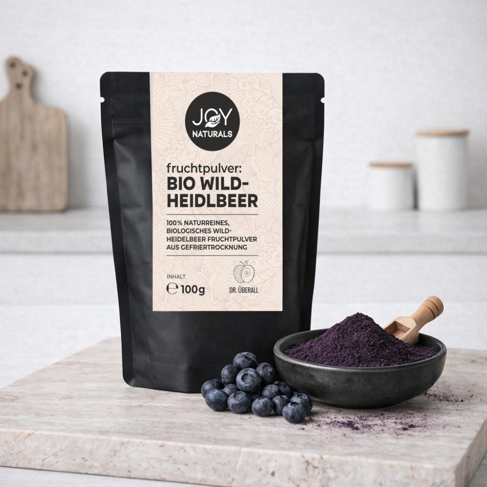 Gefriergetrocknetes Fruchtpulver aus Bio Wildheidelbeeren