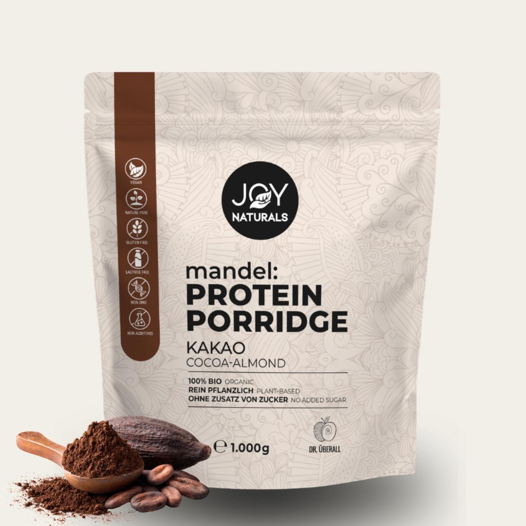 Schoko Protein Porridge Kakao Mandel Bio vegan gesundes Frühstück