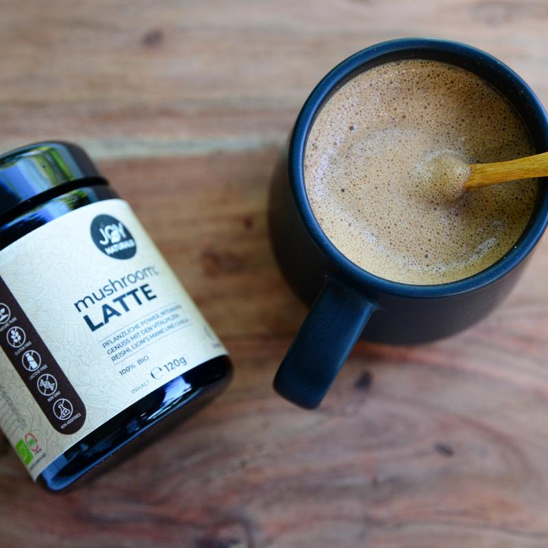 Koffeinfreie Vitalpilz-Power mit Reishi, Lion’s Mane & Chaga – kombiniert mit Bio-Kakao, feinen Gewürzen & cremigem Hafermilchpulver